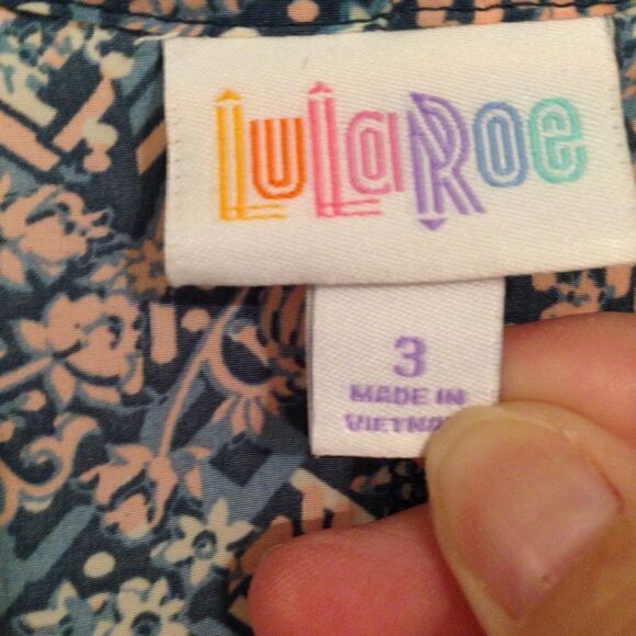 LuLaRoe Bianka floral chevron short sleeve cardigan kimono S - Picture 7 of 8